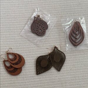 Wood Earrings with Intricate Designs